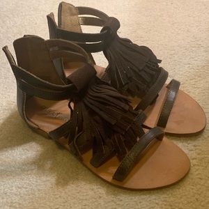 Diba True brown gladiator sandals with fringe 8